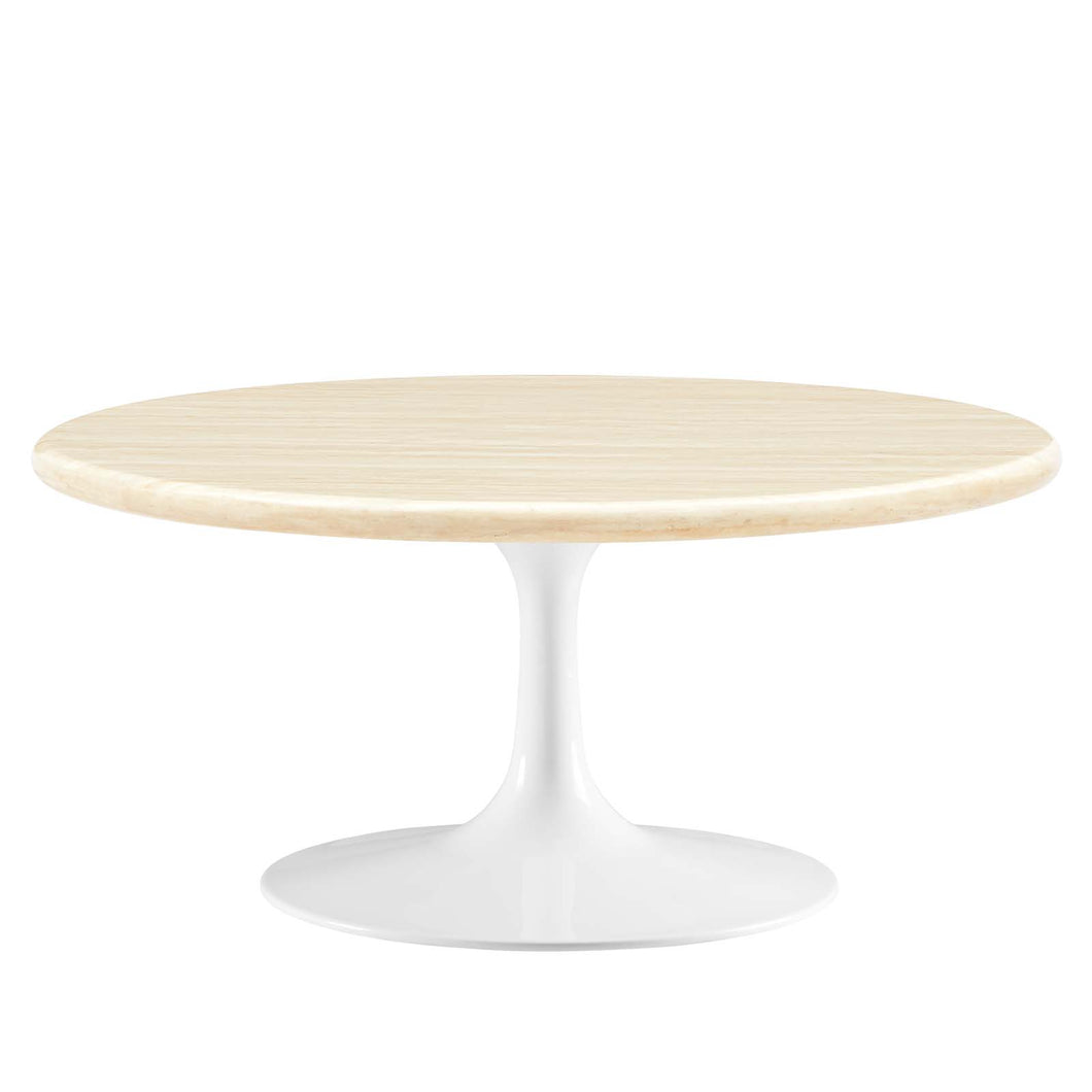 Lippa 36Ó Round Faux Travertine Coffee Table by Modway