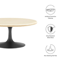 Load image into Gallery viewer, Lippa 36Ó Round Faux Travertine Coffee Table by Modway
