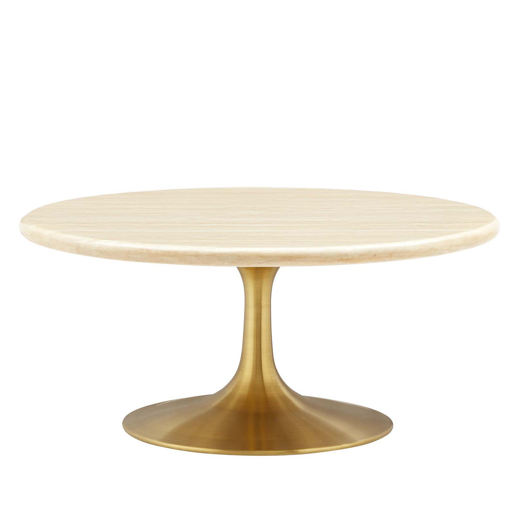 Lippa 36Ó Round Faux Travertine Coffee Table by Modway