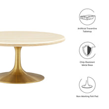 Load image into Gallery viewer, Lippa 36Ó Round Artificial Travertine  Coffee Table
