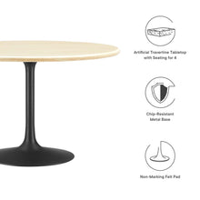 Load image into Gallery viewer, Lippa 48&quot; Round Faux Travertine Dining Table by Modway
