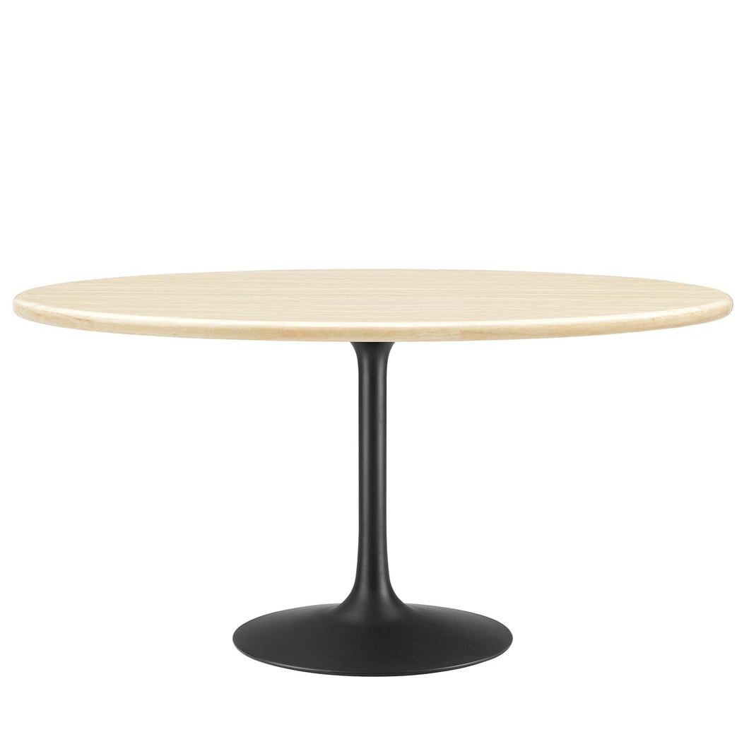 Lippa 60Ó Oval Artificial Travertine  Dining Table