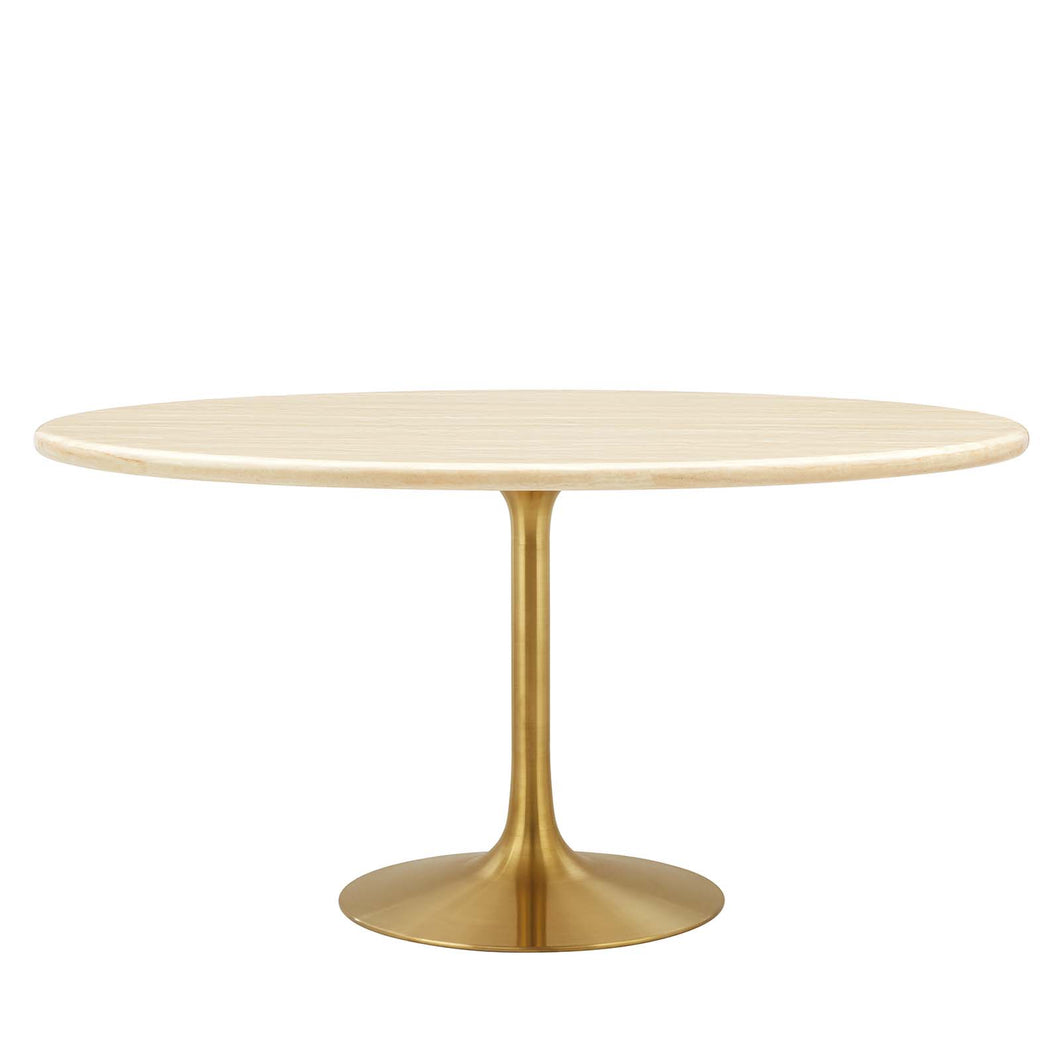 Lippa 60Ó Oval Artificial Travertine  Dining Table