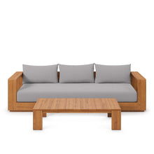 Load image into Gallery viewer, Tahoe Outdoor Patio Acacia Wood 2-Piece Sofa and Coffee Table Set
