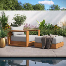Load image into Gallery viewer, Tahoe Outdoor Patio Acacia Wood 2-Piece Armchair and Ottoman Set
