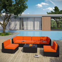 Load image into Gallery viewer, Aero 7 Piece Outdoor Sectional Set in Espresso Orange
