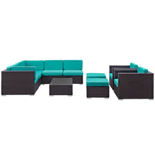 Load image into Gallery viewer, Avia 10 Piece Outdoor Sectional Set in Espresso Turquoise

