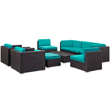 Load image into Gallery viewer, Avia 10 Piece Outdoor Sectional Set in Espresso Turquoise
