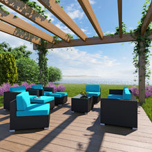 Load image into Gallery viewer, Avia 10 Piece Outdoor Sectional Set in Espresso Turquoise
