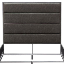 Load image into Gallery viewer, Empire Eastern King Bed in Weathered Grey PU with Hand brushed Silver Metal Frame by Diamond Sofa
