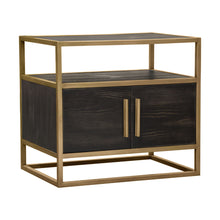 Load image into Gallery viewer, Empire 2-Door End Table in Dark Brown Veneer w/ Hand brushed Gold Metal Frame by Diamond Sofa
