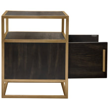 Load image into Gallery viewer, Empire 2-Door End Table in Dark Brown Veneer w/ Hand brushed Gold Metal Frame by Diamond Sofa
