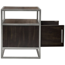 Load image into Gallery viewer, Empire 2-Door End Table in Dark Brown Veneer w/ Hand brushed Silver Metal Frame by Diamond Sofa
