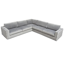 Load image into Gallery viewer, Envy 3PC Sectional in Platinum Grey Velvet with Tufted Outside Detail and Silver Metal Trim by Diamond Sofa
