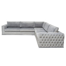 Load image into Gallery viewer, Envy 3PC Sectional in Platinum Grey Velvet with Tufted Outside Detail and Silver Metal Trim by Diamond Sofa
