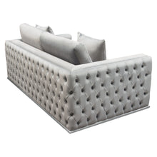 Load image into Gallery viewer, Envy Loveseat in Platinum Grey Velvet with Tufted Outside Detail and Silver Metal Trim by Diamond Sofa

