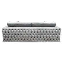 Load image into Gallery viewer, Envy Sofa in Platinum Grey Velvet with Tufted Outside Detail and Silver Metal Trim by Diamond Sofa
