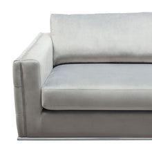 Load image into Gallery viewer, Envy Sofa in Platinum Grey Velvet with Tufted Outside Detail and Silver Metal Trim by Diamond Sofa
