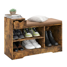 Load image into Gallery viewer, Entryway Storage Shoe Bench with 1 Storage Drawer and 3 Open Compartments-Rustic Brown
