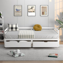 Load image into Gallery viewer, Extendable Twin to King Daybed with Trundle and 2 Storage Drawers-White
