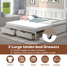 Load image into Gallery viewer, Extendable Twin to King Daybed with Trundle and 2 Storage Drawers-White
