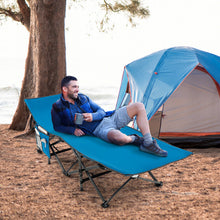 Load image into Gallery viewer, Wide Foldable Camping Cot with Carry Bag-Blue
