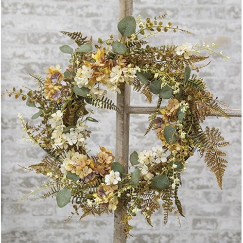 Ivory/Tan Hydrangea Wreath 22