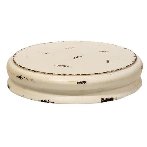 White Distressed Double Candle Plate 8.5