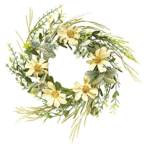 Rustic White Daisy Candle Ring 4.5