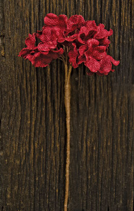 Burlap Hydrangea Pick - Burgundy (Pack of 4)