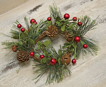 Red Berry Pine Ring  (Pack of 4)