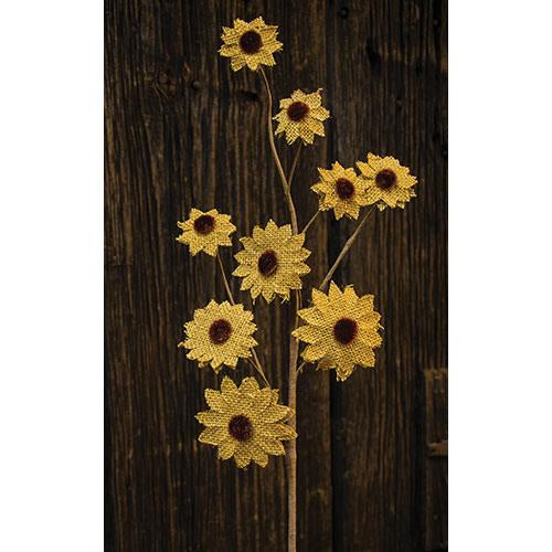 Burlap Daisy Spray Yellow  (Pack of 4)