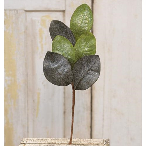 Vintage Glitter Magnolia Leaves Pick 20