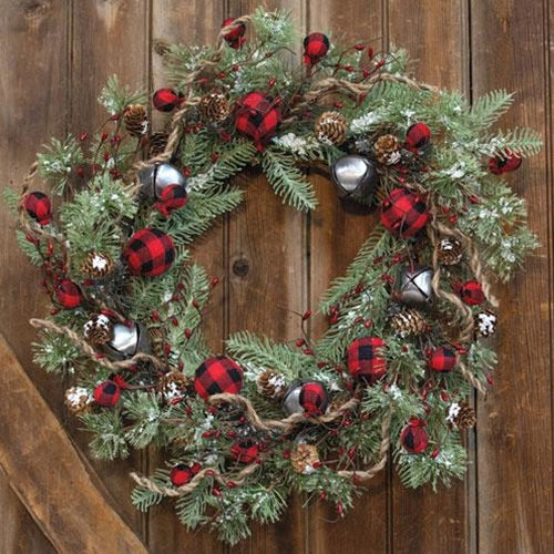 Buffalo Gingham Country Holiday Wreath 24