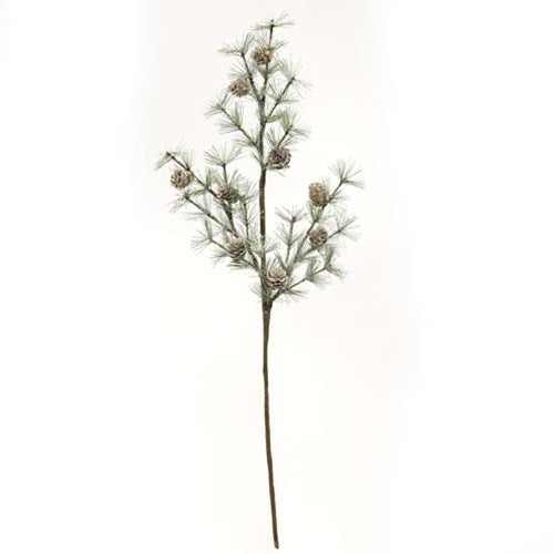 Vintage Glitter Birchcone Pine Spray 28