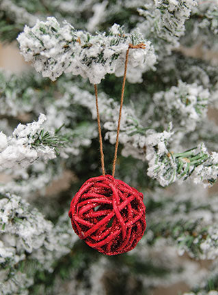 6/Set Red Glitter Rattan Balls 1.5
