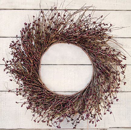 Burgundy Pip Twig Wreath 22