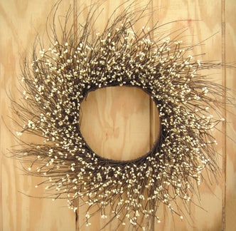 Ivory Pip Twig Wreath 22