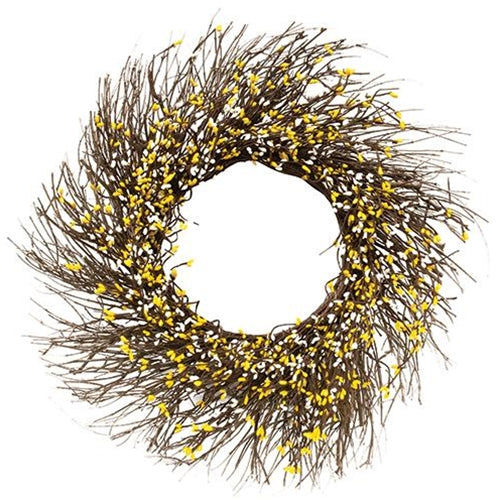 Yellow & Cream Pip Twig Wreath 22