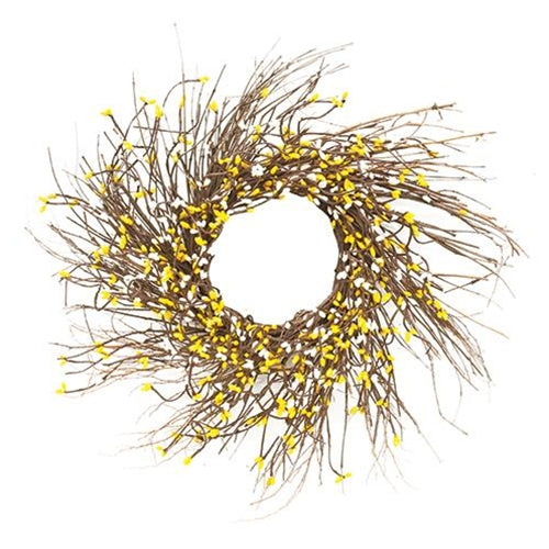 Yellow & Cream Pip Twig Wreath 16