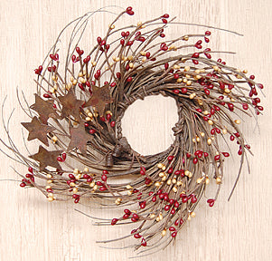 Burgundy & Old Gold Pip & Star Twig Wreath 10