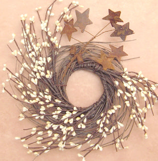 Ivory Pip & Star Twig Wreath 10