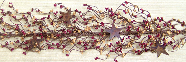 Pip Berry Garland With Stars Burgundy and Old Gold 40