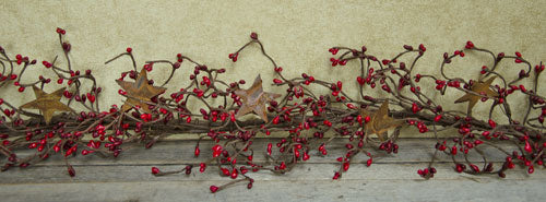 Pip Berry Garland With Stars Red and Burgundy 40