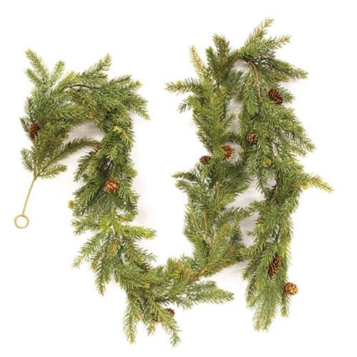 White Spruce Garland With Cones 6ft