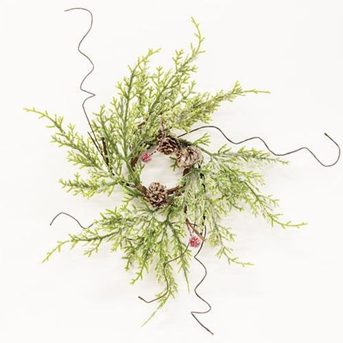 Frosty Red Berry & Cone Candle Ring 1.5