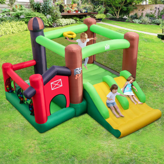 6-in-1 Inflatable Bounce House with Double Slides without 735W Blower