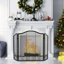 Load image into Gallery viewer, 3-Panel Fireplace Screen Decorative Spark Guard
