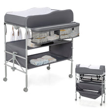 Load image into Gallery viewer, Portable Baby Changing Table with Wheels and 4-position Adjustable Heights-Gray
