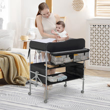 Load image into Gallery viewer, Portable Baby Changing Table with Wheels and 4-position Adjustable Heights
